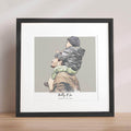 Daddy and me Colour Block People Line Portrait