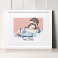 Daddy and me Colour Block People Line Portrait
