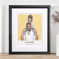Daddy and me Colour Block People Line Portrait