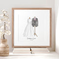 Wedding Dress And Suit Illustration
