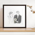 Couples Anniversary Engagement Line Portrait