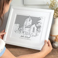 Wedding Venue Colour Block Line Portrait