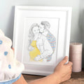 Couples Anniversary Engagement Line Portrait
