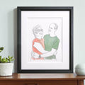 Couples Anniversary Engagement Line Portrait