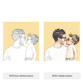 Daddy and me Colour Block People Line Portrait