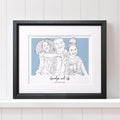 Grandad and Me Colour Block People Line Portrait