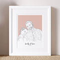 Grandad and Me Colour Block People Line Portrait