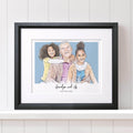 Grandad and Me Colour Block People Line Portrait
