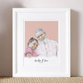 Grandad and Me Colour Block People Line Portrait