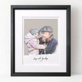 Grandad and Me Colour Block People Line Portrait