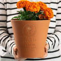 Engraved Birth Flower Plant Pot