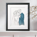 Wedding or Anniversary Couple Line Portrait