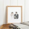 Couples Anniversary Engagement Line Portrait