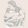 Monochrome New Parent And Baby Personalised Line Drawing