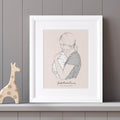 Monochrome New Parent And Baby Personalised Line Drawing