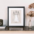 Monochrome Wedding Or Anniversary Personalised Line Drawing