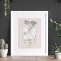 Monochrome Couples Personalised Line Drawing