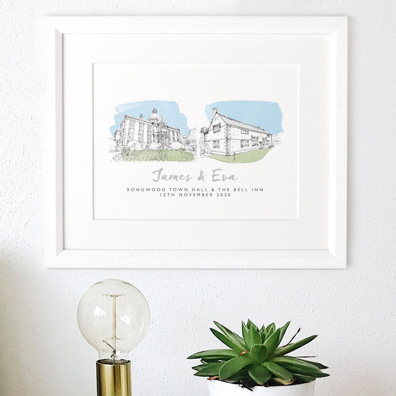 letterfest illustration Double Wedding Venue Watercolour Portrait