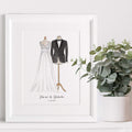 Wedding Dress And Suit Illustration