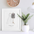 Wedding Dress And Suit Illustration