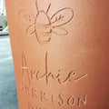 letterfest terracotta Engraved Bee Plant Pot