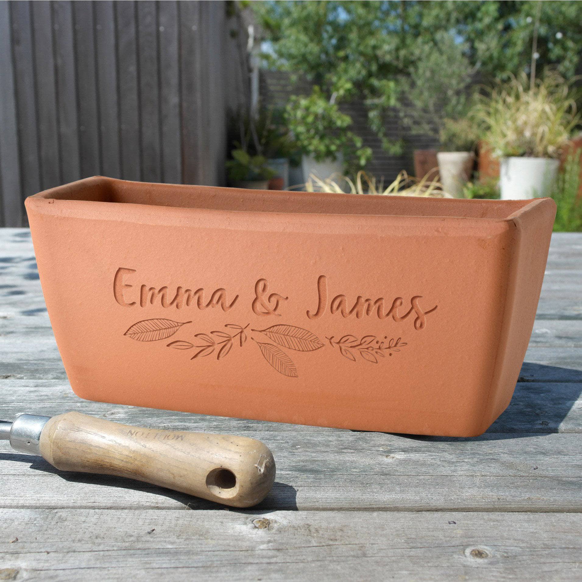 letterfest terracotta Personalised Name Terracotta Window Pot