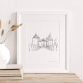 Custom Illustrated Wedding Venue Line Art Print