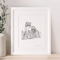 Custom Illustrated Wedding Venue Line Art Print