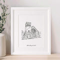 Custom Illustrated Wedding Venue Line Art Print