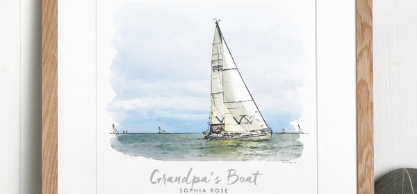 Personalised hand drawn illustrations of boats