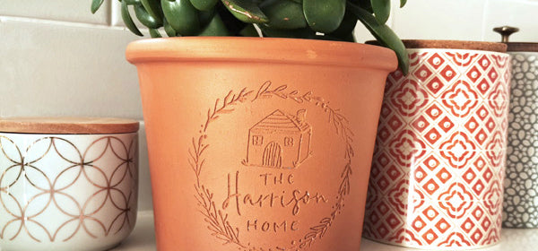 Personalised engraved round pots