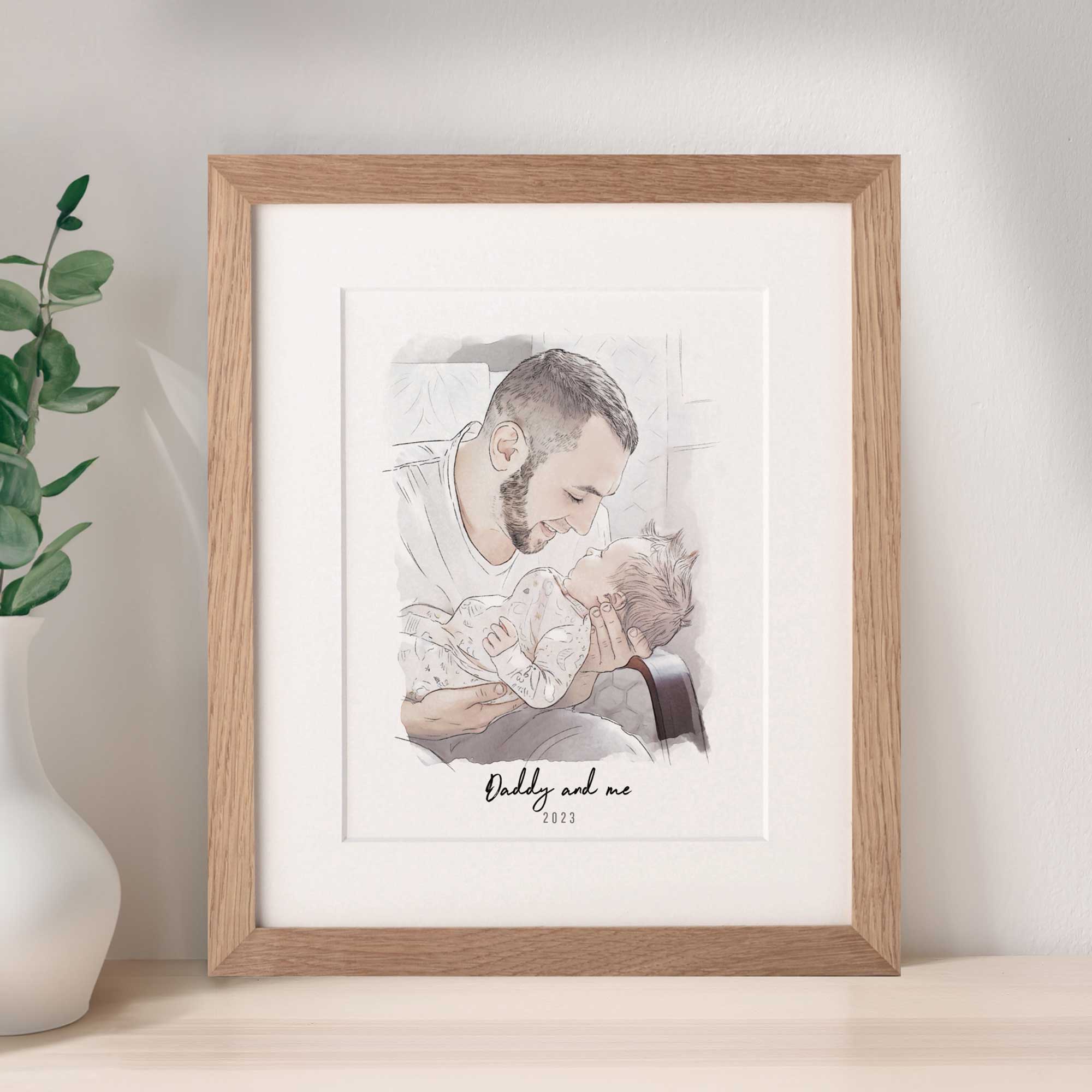 Fathers buy day gift, Portrait from photo, Handmade baby portrait, Watercolor portrait, Commission newborn portrait, Custom family portrait