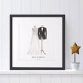 Wedding Dress And Suit Illustration