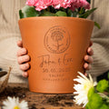 Engraved Birth Flower Plant Pot