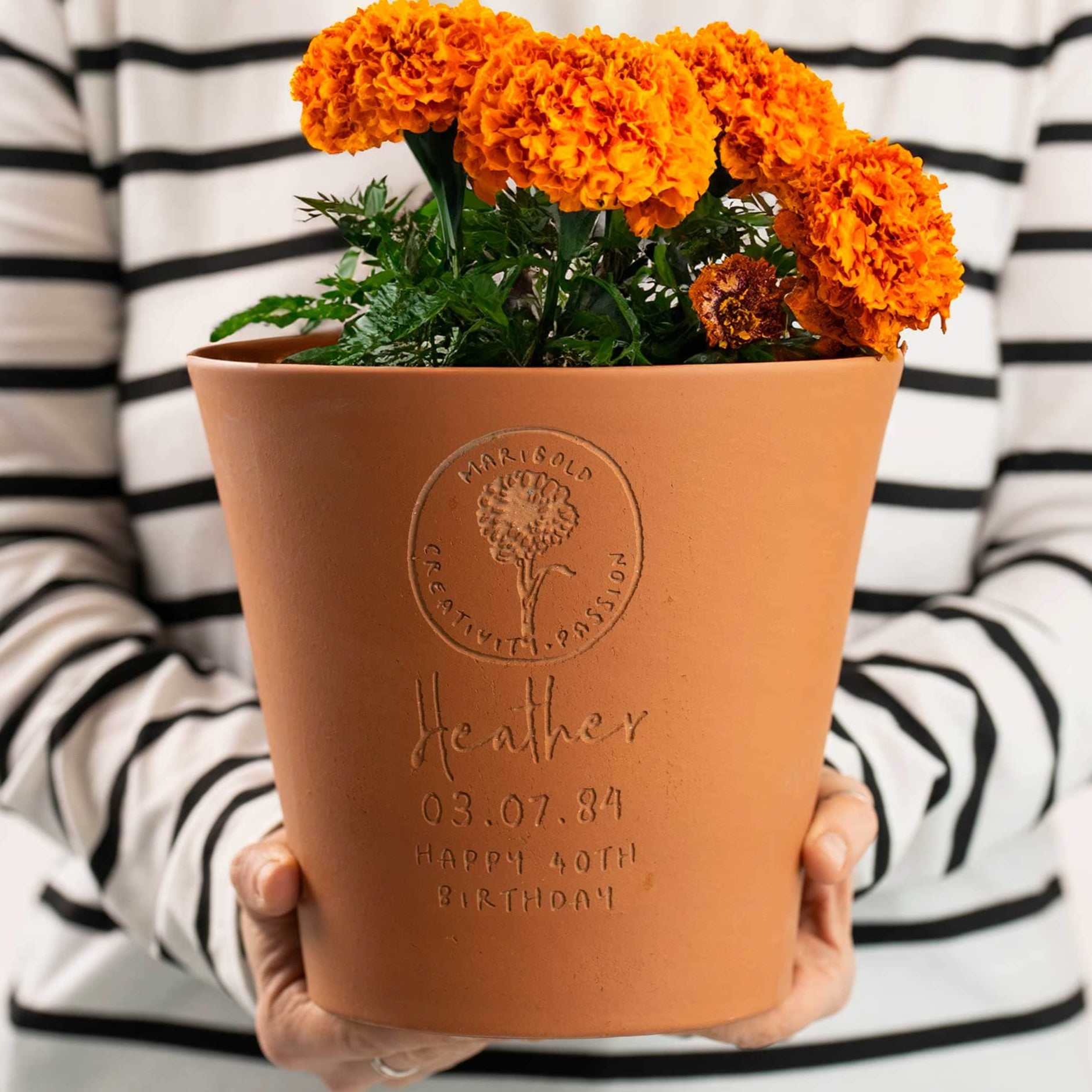 letter plant pots Personalised Birthflower Plant Pot