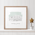 Wedding Venue Line Coloured Block Drawing