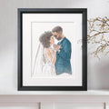 Wedding or Anniversary Couple Line Portrait