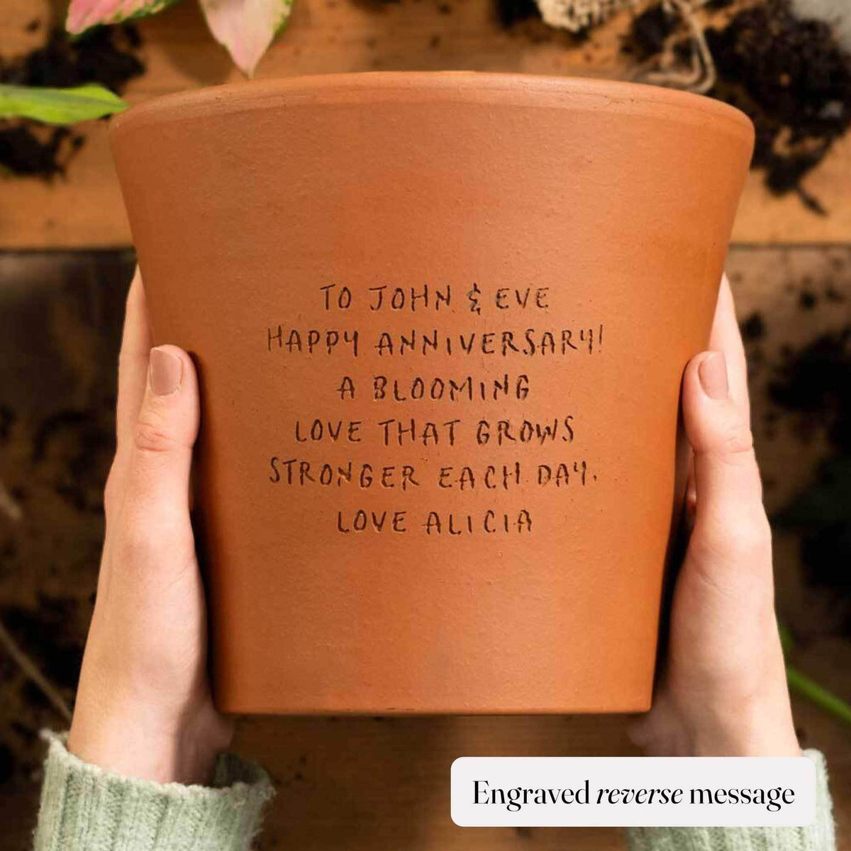 Large Engraved Message Round Plant Pot – Letterfest