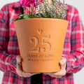 25th Silver Wedding Heart Flower Plant Pot