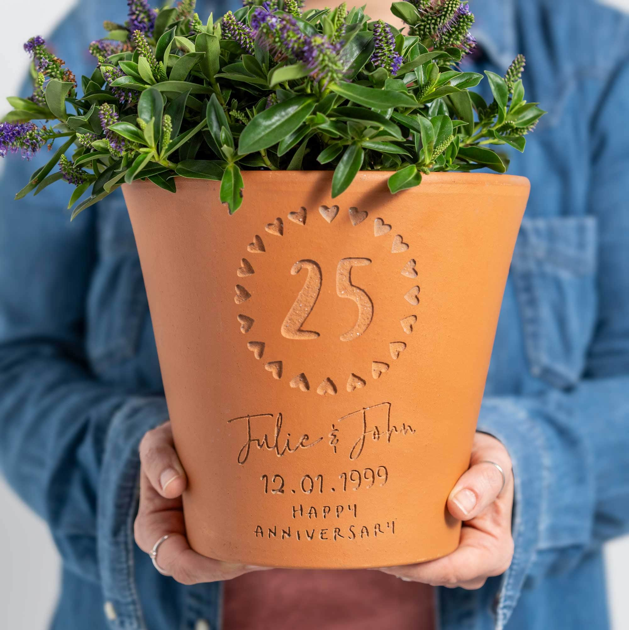 25th anniversary terracotta plant pot gift