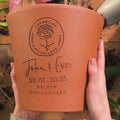 Engraved Birth Flower Plant Pot