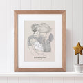 Monochrome New Parent And Baby Personalised Line Drawing