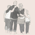 Monochrome Family Personalised Line Drawing