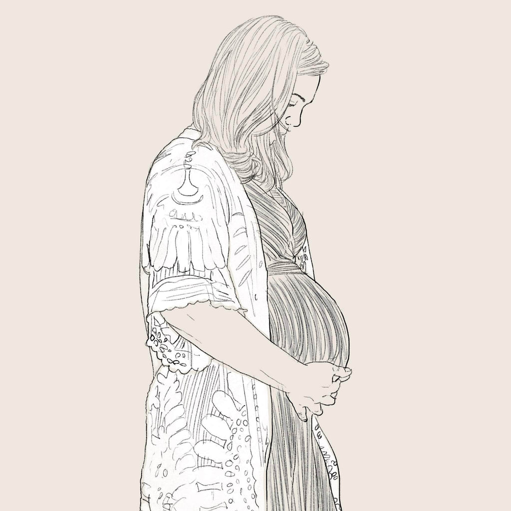 Pregnant woman symbol stylized sketch Royalty Free Vector