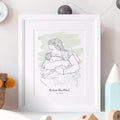 Personalised Welcome Sketch For New Baby And Parents