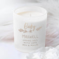 Personalised baby shower engraved scented candle