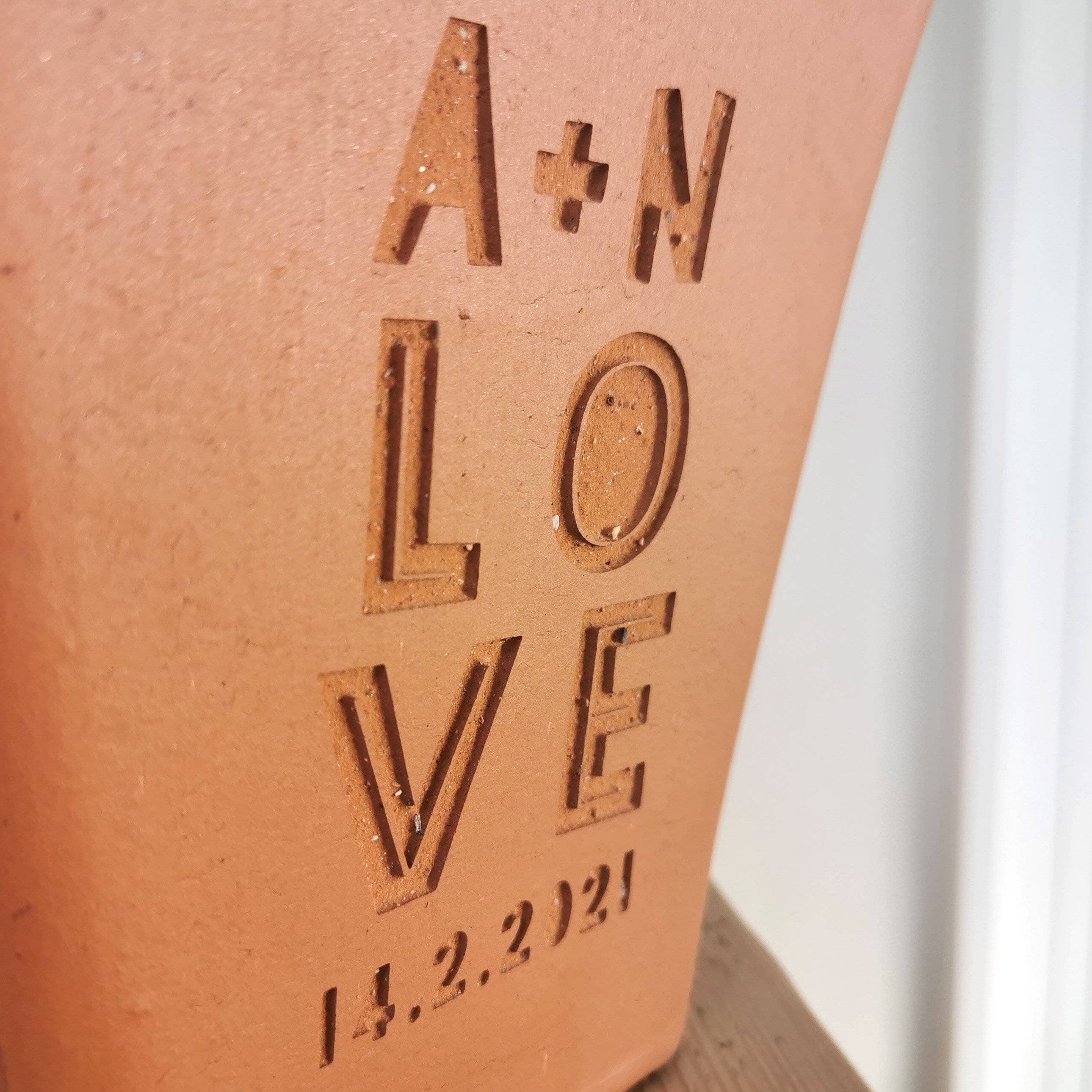 letterfest terracotta Personalised Engraved Love Plant Pot