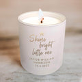 Personalised new baby engraved scented candle