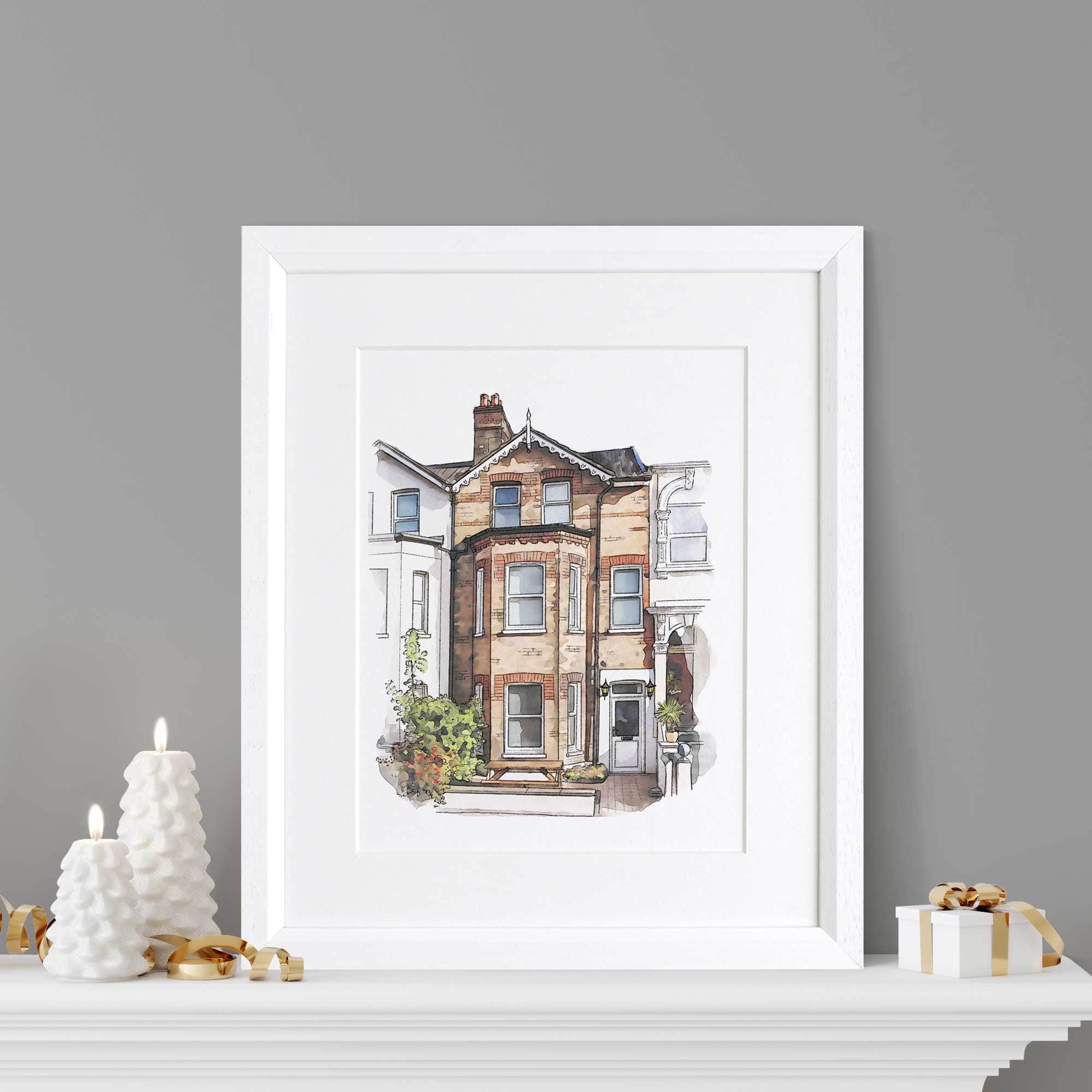Personalised Watercolour House Portrait | Christmas Gift For Him, For Dad, For Boys | Letterfest